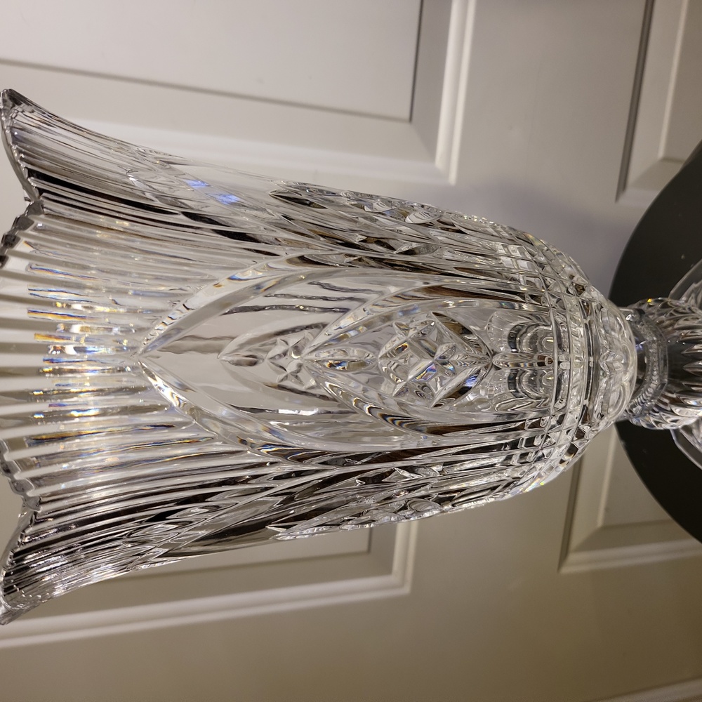 #2 Huge German Crystal Hurricane Vase Vintage 14" - Picture 7 of 9